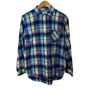 Denim & Supply RL Boyfriend Shirt Madras Plaid Button Front Womens Size M Pocket